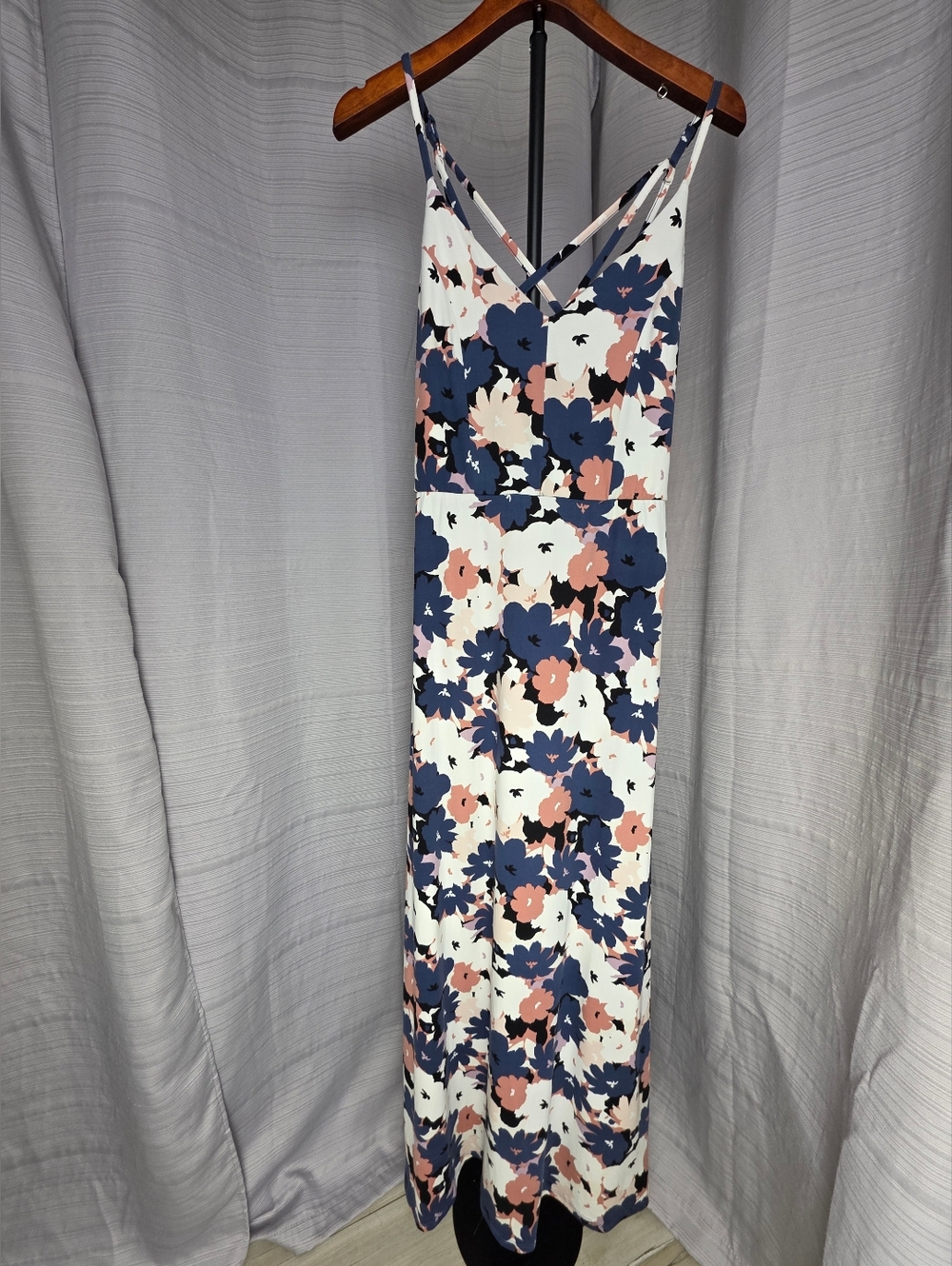 Crossback Straphy Maxi Dress Large Stretchy Floral Soft Girl Feminine Coastal
